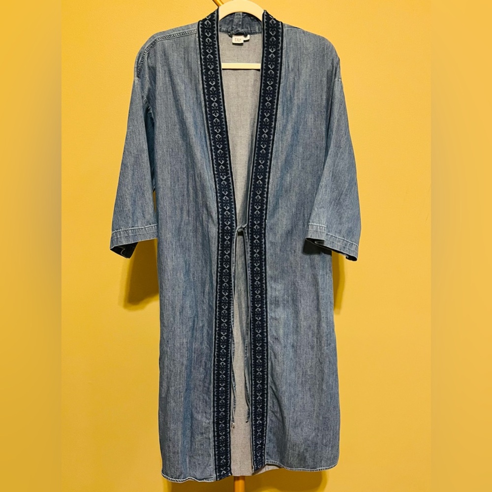 GAP Denim Kimono with Embroidered Trim